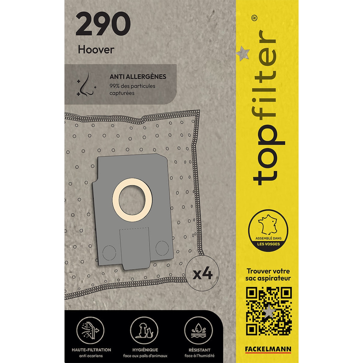 4er-Pack Hoover Alpina TopFilter Premium Staubsaugerbeutel