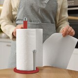 thumbnail of Relaxdays Küchenrollenhalter stehend, Küchenrollenständer Metall, Rollenhalter mit Abrollstop, HxD 35 x 15cm, rot-silber
