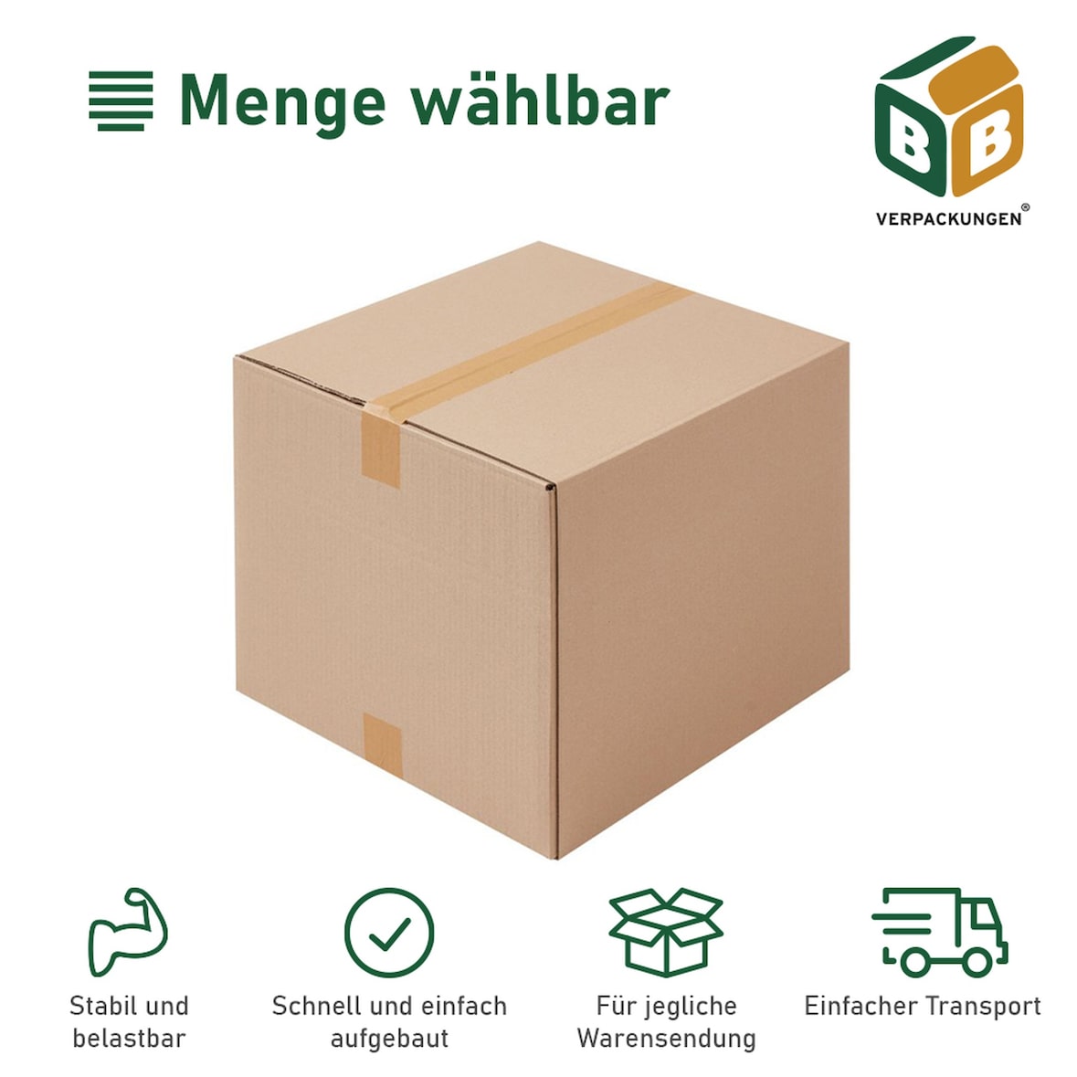 50 x Faltkarton (500 x 500 x 400 mm) stabil 2-wellig Versandkarton Päckchen DHL Hermes Schachtel Box Paket braun BB-Verpackungen