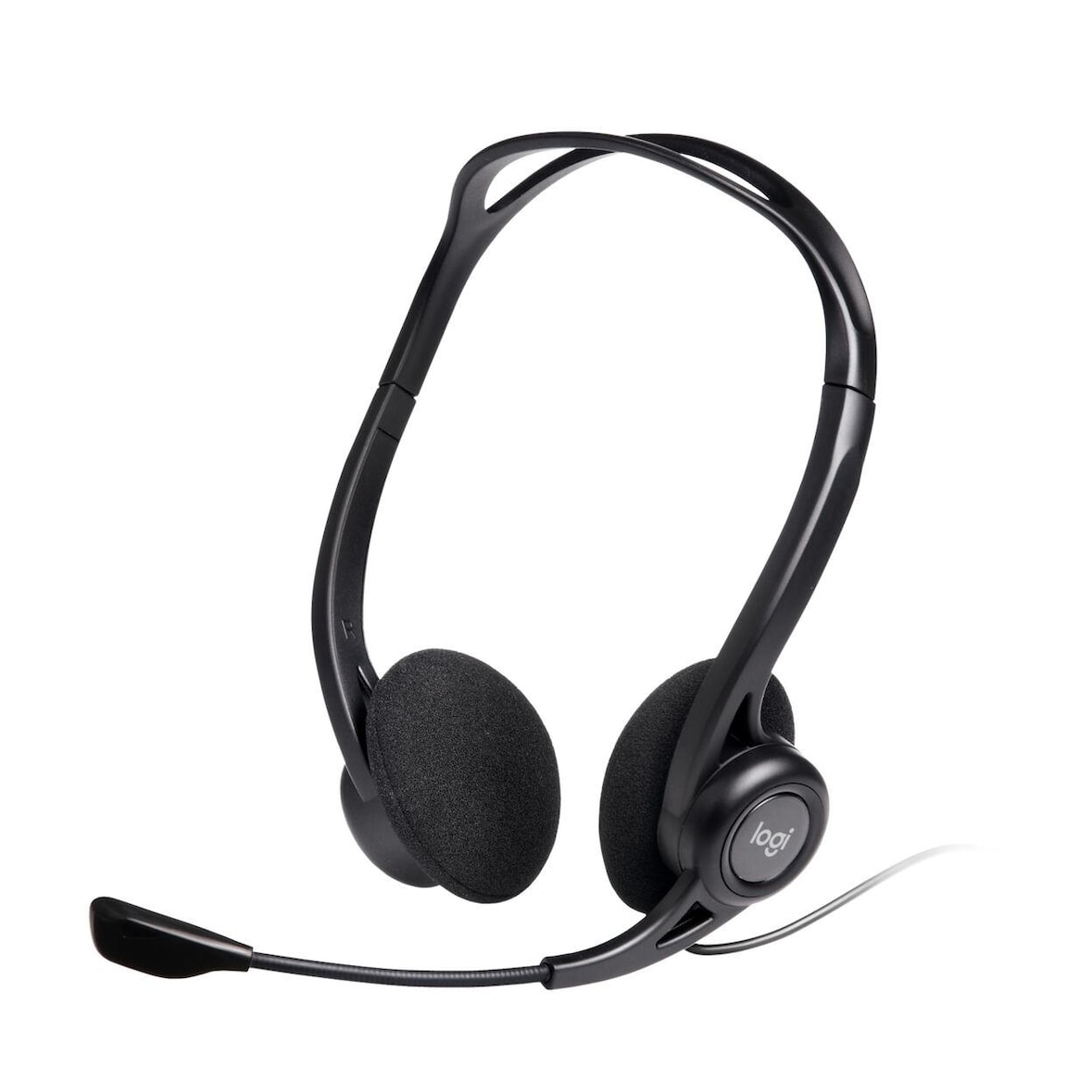 Logitech 960 Headset met USB-microfoon - Opvouwbare en flexibele microfoon - Bediening via kabel - 2,40 m kabel - Zwart....