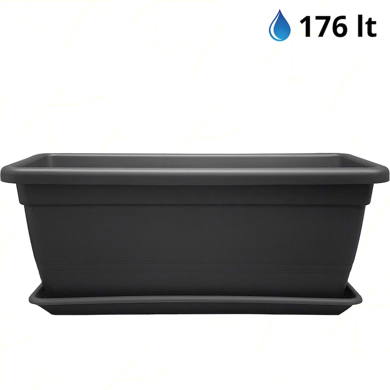 H&h vassoio rettangolare in plastica nero antiscivolo cm40x30