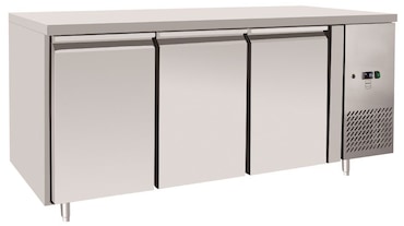 METRO PROFESSIONAL Tavolo refrigerato congelatore GCF3100, acciaio inox, 179.5 x 70 x 85 cm, 334 L, 3 porte, argento