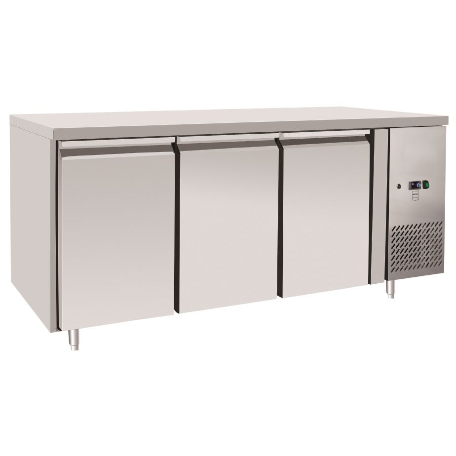 METRO PROFESSIONAL Tavolo refrigerato congelatore GCF3100, acciaio inox, 179.5 x 70 x 85 cm, 334 L, 3 porte, argento