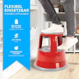 thumbnail of Rollhocker aus Stahl - Elefantenfuß - Hocker für Büro und Gewerbe - 150 kg belastbar - mit Laufrollen - TÜV geprüft / Rot