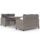 thumbnail of vidaXL 3-tlg. Garten-Essgruppe mit Grau Kissen Poly Rattan