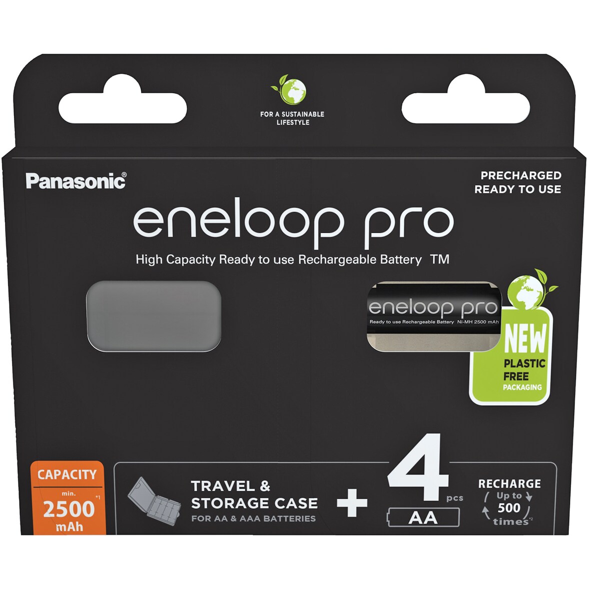 4 Stück Panasonic eneloop pro Mignon Akku BK-3HCDEC4BE Ni-MH 1,2V, 2500mAh inklusive Akkubox