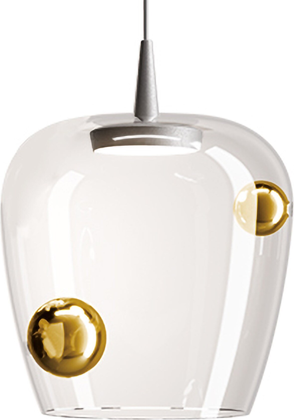Zafferano Bilia LED-Pendelleuchte 8W 3000K aus mundgeblasenem Borosilikatglas mit Aluminium- und Bronze-Finish, Durchmesser 27 cm, IP40