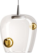 thumbnail of Zafferano Bilia LED-Pendelleuchte 8W 3000K aus mundgeblasenem Borosilikatglas mit Aluminium- und Bronze-Finish, Durchmesser 27 cm, IP40