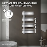 thumbnail of LuxeBath Elektrischer Badheizkörper Iron EM 500×1000 mm Chrom, Heizstab 300W, Thermostat Digital, Handtuchwärmer Design Paneelheizkörper
