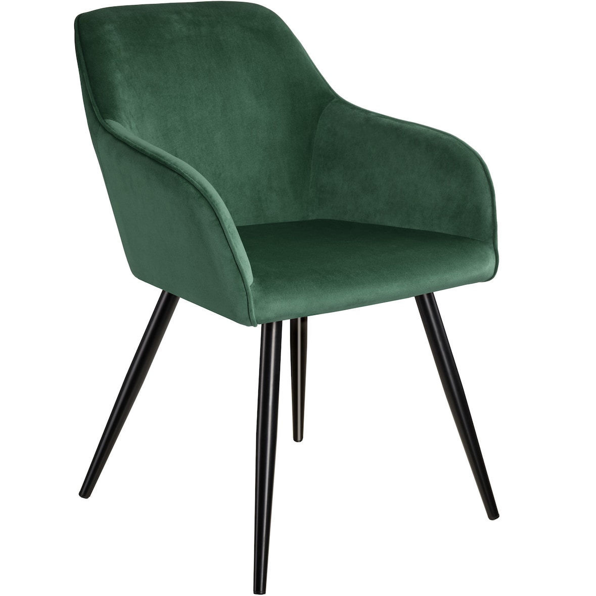 tectake Chaise Rembourrée aspect velours Dossier ergonomique vert foncé/noir - 403657
