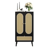 thumbnail of Merax Kompaktes Sideboard, Rattan-Design, Schwarz, Highboard, Esszimmerschrank, Bücherregal