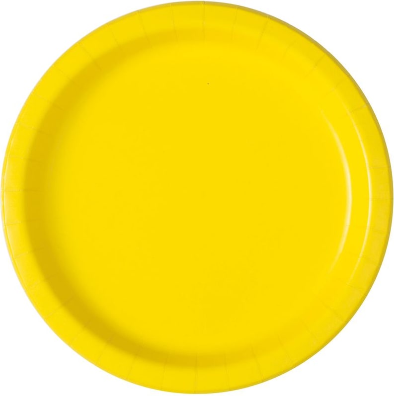 8 kleine runde Teller neon gelb