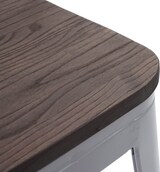 thumbnail of 2er-Set Barhocker inkl. Holz-Sitzfläche | Sitzhöhe 76cm | Metall Industriedesign stapelbar | Grau | Barstuhl Tresenhocker