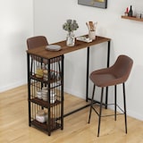 thumbnail of HOMCOM mesa alta cocina con 3 estantes, mesa alta bar rectangular para 2 personas, patas de acero, para salón, comedor, 120x40x105 cm, marrón y negro