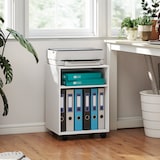 thumbnail of HOMCOM Mobile Porta Stampante con Ruote e 2 Ripiani in Legno Bianco