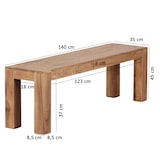 thumbnail of Sitzbank Landhaus-Stil: Massivholz Akazie, 200 kg Belastung, handgefertigt. Beige, 140x35x45 cm | Kadima Design