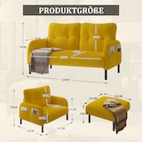 thumbnail of Merax Modulares 3er-Set Cord-Sofa: Sessel, 2-Sitzer & Hocker mit Tasche, Senfgelb