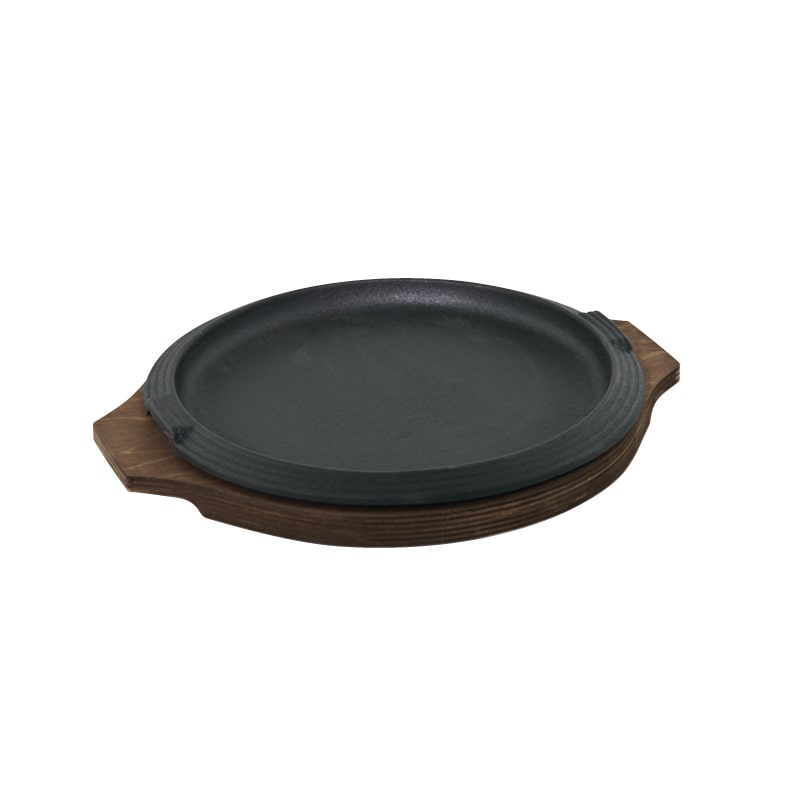 ILSA Piatto a servire tondo in ghisa Basic con vassoio in legno Ø cm 16
