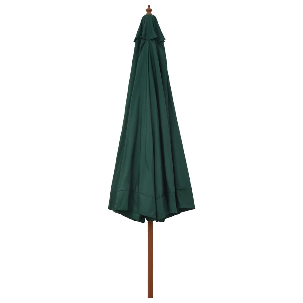 Parasol d'extérieur avec mât en bois 330 cm Vert Modèle Titan Horizon Élite