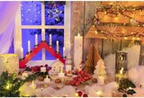 thumbnail of Adventsleuchter 7 LED Kerzenlichter rot 40x30cm