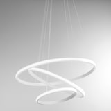 thumbnail of Iole S3 60W dimmbarer LED-Kronleuchter - Moderne Aufhängung mit 3 Ringen aus weißem Aluminium, warmes Licht 3000 K, 3000 lm, elegantes Design