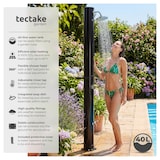 thumbnail of TECTAKE Ducha solar Orinoco, ecológica, depósito 40 l, cabezal rotatorio 360°, mezclador monomando, 222x29x47.5 cm, negro
