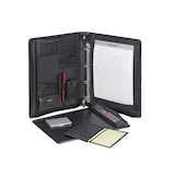 thumbnail of Alassio Konferenzmappe A4 Leder schwarz Businessmappe Ringbuchmappe Schreibmappe mit Klemmbrett und Ringmechanik 30072