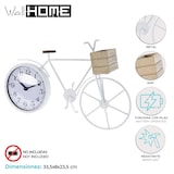 thumbnail of WellHome - Orologio da tavolo con disegno di bicicletta in metallo bianco 33,5x8x23,5cm