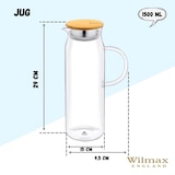 thumbnail of Wilmax Borosilikat Glas Krug mit Bambusdeckel, 1500ml
