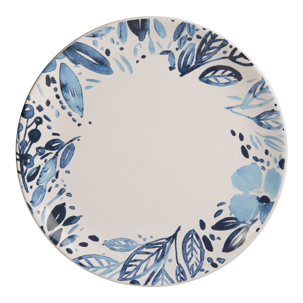 Assiette plate Jardin bleu 27 cm x6 -  Blanc Rond Faïence Table Passion