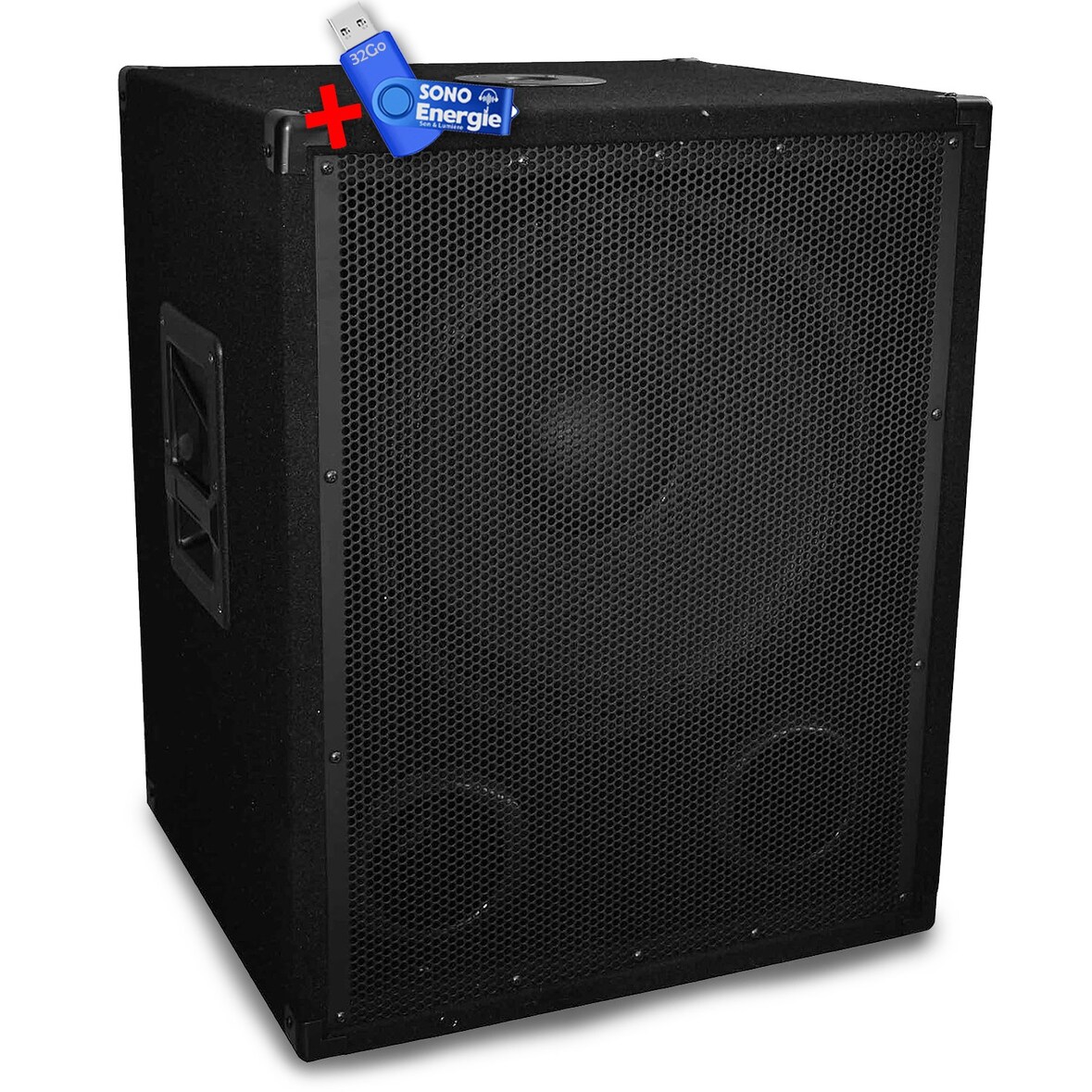Subwoofer passif GLEMM professionnel 15" / 38cm - 600W - Entrées Speakon / RCA et fiche bananes+clé USB 32Go