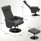 thumbnail of Relaxsessel mit Hocker Schwarz 69x71x104 cm drehbar 360 Grad mit Liegefunktion bis 135 Grad ergonomisch gepolstert bis 150 kg