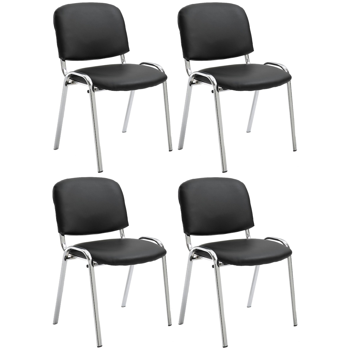 4er Set Stühle Ken Chrom Kunstleder schwarz