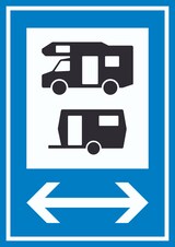 thumbnail of Wohnmobil- und Wohnwagenplatz links rechts Schild A6 Rückseite selbstklebend