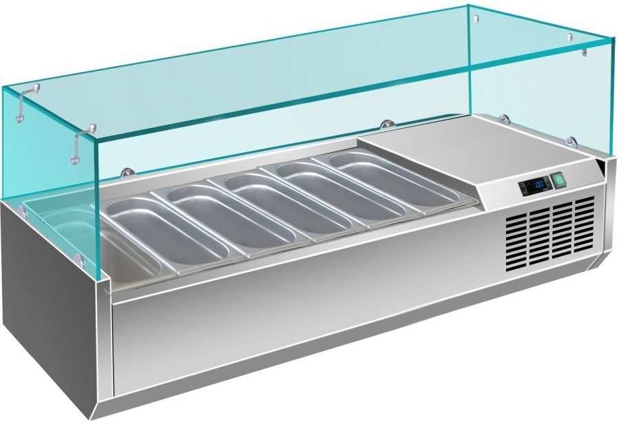Pizzakühlaufsatz mit Glasaufsatz 6x 1/3 GN  1400x335x460 mm
