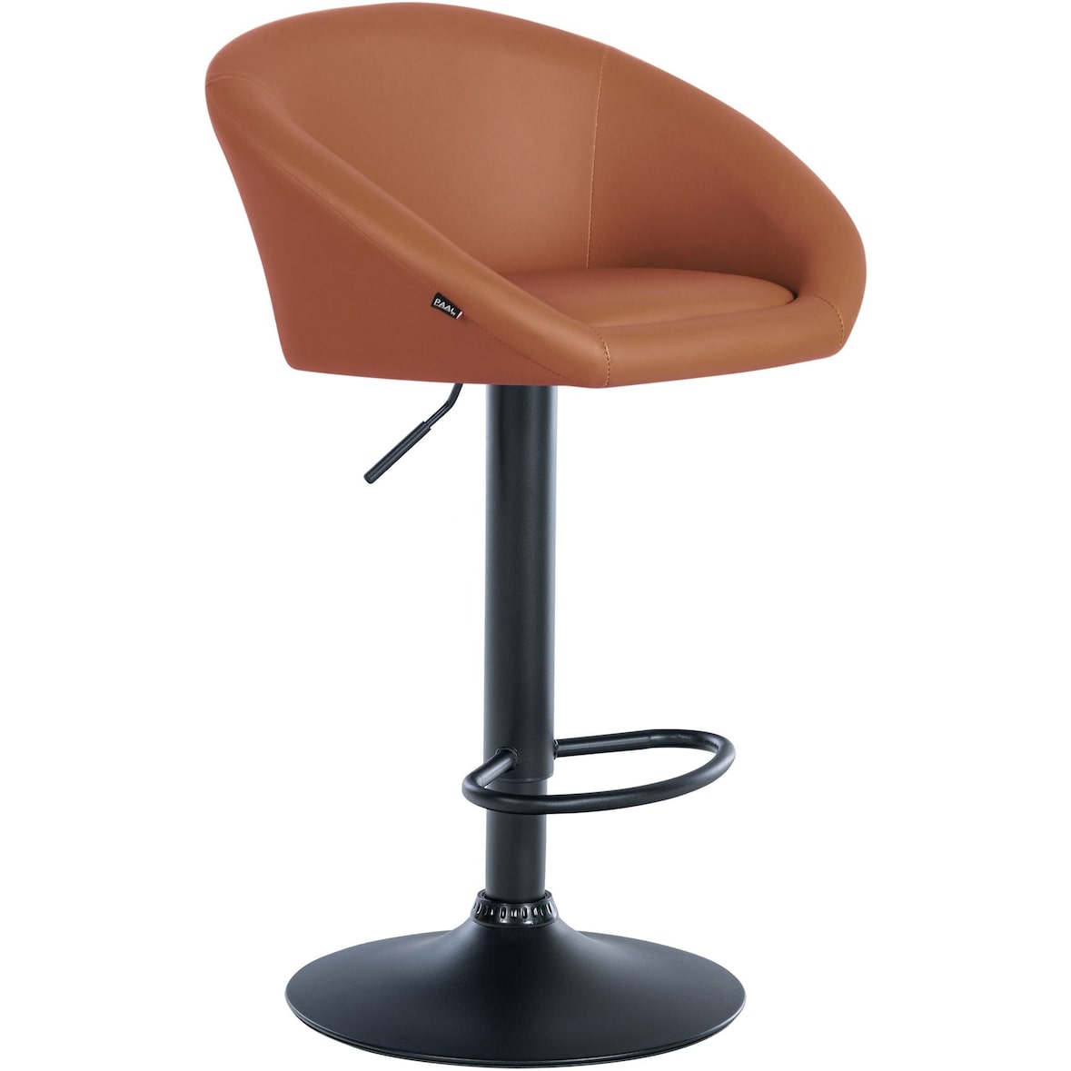 Décoshop26 - Tabouret de bar assise pivotante à 360° hauteur réglable en PVC marron clair piètement en métal noir 10_0004767