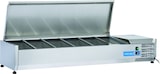 thumbnail of Edelstahl-Kühlvitrine für 5 GN1/3 + 1 GN1/2 Tabletts. Abmessungen 150x39.5x28.1h cm. Temperatur +2°C/+8°C. Kühlkopf VRX 15/38S/S