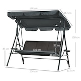 thumbnail of Outsunny columpio de jardín de 3 plazas banco balancín para exterior con toldo ajustable asiento de ratán 2 portavasos 2 bandejas 204x112x150 cm