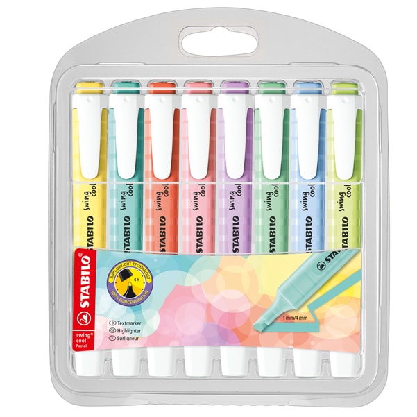 Textmarker STABILO swing cool, pastell, 8-er Etui, sortiert