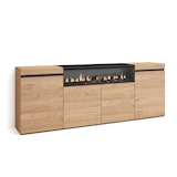 thumbnail of Dressoir, Opbergkast, Buffetkast, Sideboard, 200x35x75cm, 4 Deuren, Elektrische haard, Moderne stijl, Eiken/Zwart _ 63_11