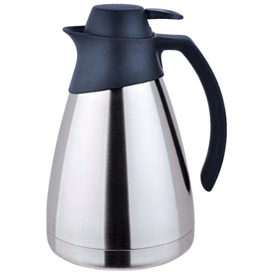 METRO Professional Pichet isotherme, inox/polypropylène/silicone, 14,7x10,8x18,8 cm, 0,5 l, maintien au chaud et au froid, poignée, argenté/noir