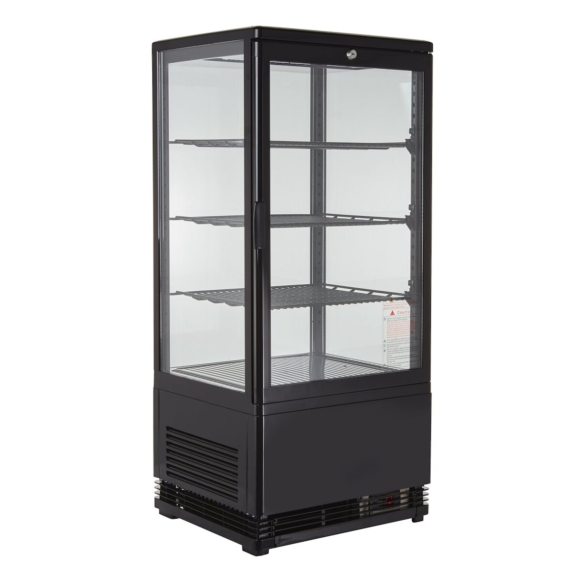 GastroHero Kühlvitrine ECO – 78 Liter, schwarz, mit LED-Beleuchtung und 3 höhenverstellbaren Rosten, energiesparend, ideal für Gastronomie & Verkauf