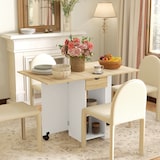 thumbnail of Klappbarer Esstisch mit Schublade und Ablagefächern, Platzsparender Ausziehtisch für Küche, Esszimmer, Wohnzimmer, Eiche