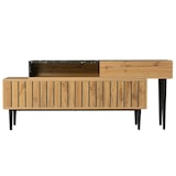 thumbnail of Merax Lowboard mit Tischplatte in Marmoroptik und Metallbeine, TV-Schrank stapelbar, TV-Board Länge verstellbar, Bis 200cm, Natur