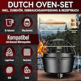 thumbnail of GUSSKÖNIG Dutch Oven Set 9 Liter Feuertopf Gusseisen mit Füßen inkl. 2in1 Deckelheber Bürste Rezeptbuch