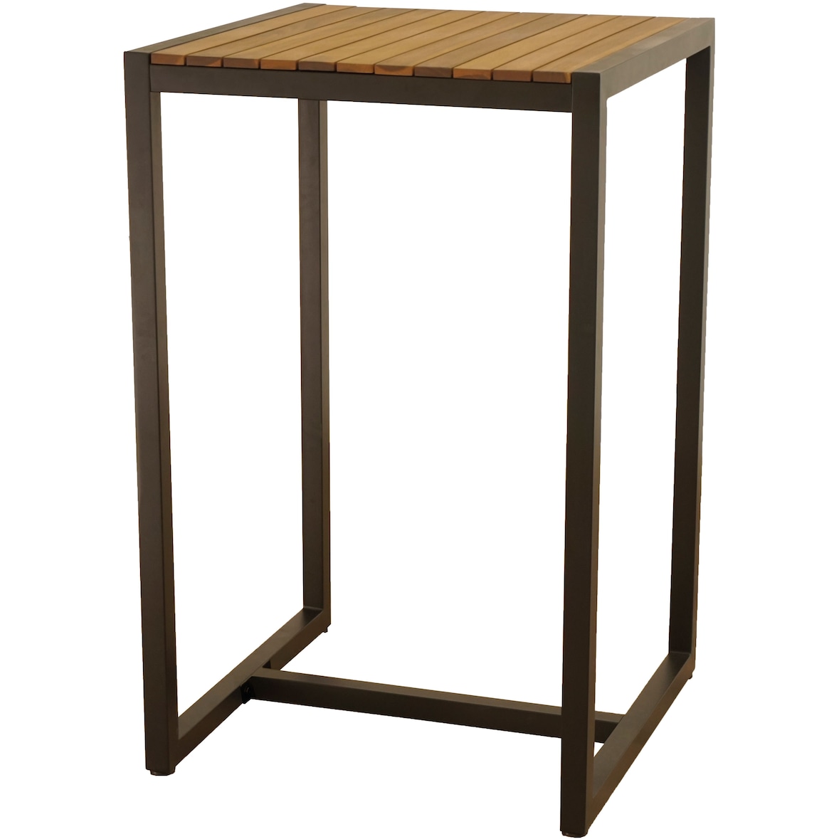 METRO PROFESSIONAL Tavolo da bar Modano, legno di acacia/acciaio, 70 x 70 cm, quadrato, marrone/nero