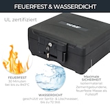 thumbnail of HMF Feuerfeste Dokumentenbox DIN A4 Ordner, wasserdichte Geldkassette abschließbar, 39 x 40 x 17 cm, Schwarz