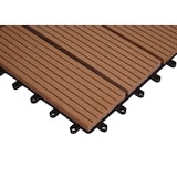 thumbnail of BERLINLODGE WPC Eck-Bodenfliese + Abschluss | BxT 30x30cm Premium | Holzoptik Terrasse | Ecke rechts | Teak linear