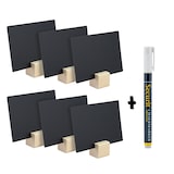 thumbnail of Securit® Lot de 6 Portes-étiquettes en bois + 6 Étiquettes Ardoises – Feutre-craie inclus