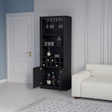 thumbnail of Mueble Bar Nebo en melamina con 4 estantes , 2 puertas , 10 portabotellas y 8 portacopas , negro , 190 cm  X 75 cm  X 36.5 cm